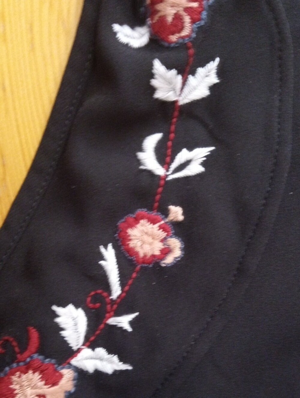 Loft Black Cold-Shoulder Embroidered Women's Top - Picture 3 of 5